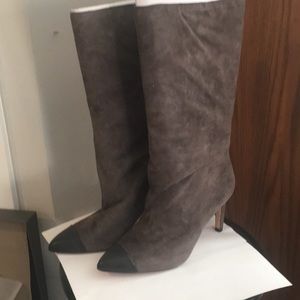 Sude Point Heeled Boots,Grey, size-7, Leather